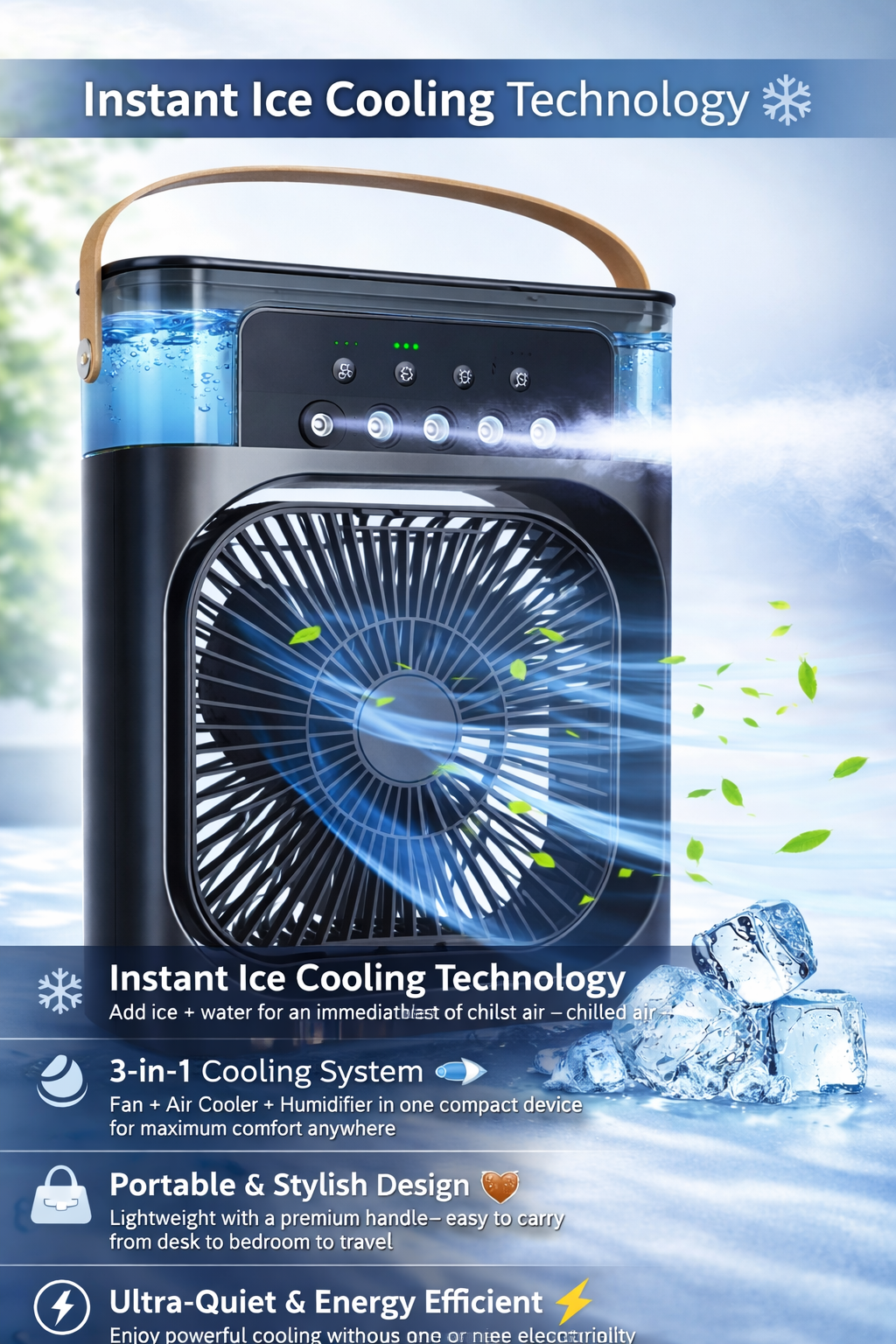 Portable Humidifier Air Cooler Mist Fan Mini Cooler for Home